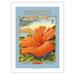 Hibiscus - Aloha Seeds - Big Island Seed Company - Big Island Color - Vintage Seed Packet by Kerne Erickson - Fine Art Matte Paper Print (Unframed) 18x24in