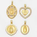 OCESRIO Oval Jungfrau Maria Anhänger für Halskette Handwerk DIY Herz Kupfer Gold Überzogene Schmuck