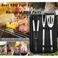 Taylongift Valentine s Day Grill Tools Set Stainless Steel Grill Set for Men 3pcs BBQ Tools Grilling Accessories Kit with Spatula Fork Tongs & Carry Bag Grill Utensils Set for Outdoor Grill