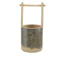 outside Planter Bamboo Flower Pot Wood Barrel Planters Outdoor Hanging Plants Wooden Bucket