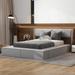 Queen Size Bed Frame Velvet Platform Bed with Large Storage Space, Wood Slat Support Low Profile Bed Storage Bed, Grey