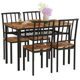 Dining Table Set for 4, Dining Table with Storage Shelf and 4 Chairs, Kitchen Table and Chairs for Breakfast Nook, Dining Room