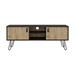 Modern TV Stand for TVs Up to 47" TV, Wood Door Media Television Console Table with Storage Cabinets & Lron Legs, for Lving Room