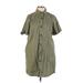 Who What Wear Casual Dress - Mini High Neck Short sleeves: Green Print Dresses - Women's Size Small