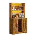 Moasis Bar Cabinet with Wine Rack LED Lights, Sideboard Buffet Storage Cabinet