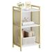 Gold Side Table with Storage, 3-Tier Tall End Table and White Storage Shelves for Living Room, Bedroom