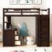 Espresso Versatile Twin Loft Bed with Wardrobe and Cabinet in 1,Wood Bedframe with Built-in Desk,Staircases and Storage Drawers