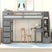 Gray Twin Size High Loft Bed with Drawers & Storage Stairs, Loft Storage Bed with Shelves & Desk for Kids Boys Girls Teens