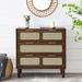 Modern/Contemporary 3-Drawer Dresser with Rattan Decorative Doors （3 Colors）