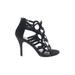 Torrid Heels: Strappy Stilleto Boho Chic Black Print Shoes - Women's Size 9 Plus - Open Toe