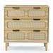 Modern Wooden 3-drawer Chest with Rattan Doors