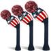 Golf Club Head Covers Knit for Woods Driver Fairway Hybrid Headcovers Knitted Pom Pom Stripes Pattern for Main 3 Wood Clubs