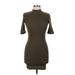 The Hanger Casual Dress - Bodycon Mock Short sleeves: Brown Print Dresses - Women's Size Medium