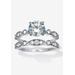 Women's 2.52 Tcw Round Cubic Zirconia Bridal Ring Set by PalmBeach Jewelry in Platinum (Size 10)