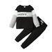 12 Months Toddler Baby Boys Clothes Baby Boys Outfits 12-18 Months Baby Boys Long Sleeve Letter Print Top Pants 2PCS Set Fall Winter Clothes for Boys Black