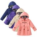 Godderr Toddler Girls Cinched Trench Coat with Detachable Hooide Kids Autumn Casual Trench Jacket for 3-11 Years Old Spring Single Breasted Outwear