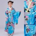 FAVIPT Japanese Traditional Dress Kimono Robe for Kids Girls Kids Kimono Robe Japanese Traditional Costume Girls Satin Tops Long Dress Clothes Ages 4-10 Years