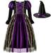 Bjutir Fall Winter Outfit Set For Kids Witch Set For Girls Witch Dress With Black Hat Purple For Girls