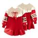 Godderr9M-6T Kids Baby Girls Christmas Padded Sweater Dress Toddler Ruffle Long-Sleeved Knitted Dress Crewneck Party Gown Dresses Fall Winte