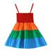 Ykohkofe Toddler Fashion Rainbow Dress Girls Dress Princess Dress Sling Dress For Children Clothes Girls Holiday Outfits Thanksgiving Dresses Girl Party Dresses Identity Dress Girls Girls Tight Dress