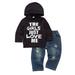 Wallarenear 2Pcs Baby Boys Hoodie Sweatshirt Tops Denim Ripped Jeans Pants Fall Winter Suit