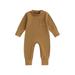 Newborn Baby Girl Boy Casual Jumpsuit Long Sleeve Solid Color Bodysuit Infant One Piece Romper
