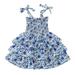 Toddler Kids Baby Girls Vintage Dress Ruffle Retro Floral Girl Dresses Boho Sundress Princess Layered Dresses Baby Girl Floral Dress Girls Skirts Bunny Dress Face Print Dress plus Size Dress for Girls