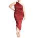 Plus Size Women's Ruched One Shoulder Dress by ELOQUII in Blaze Red (Size 14)