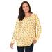 Plus Size Women's Perfect Printed Long-Sleeve V-Neck Tee by Woman Within in Banana Tulip Flowers (Size 42/44) Shirt