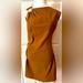 Zara Dresses | Nwot Zara Size Large Dress Linen Elastic Brown Mini Ring And Pleat Accent | Color: Brown/Yellow | Size: L