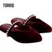 Torrid Shoes | New Torrid Pearl Flat - Red Velvet Burgundy Shoes Size 9ww 9 Extra Wide Width | Color: Red | Size: 9