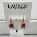 Ralph Lauren Jewelry | Nwt Ralph Lauren Gold-Tone Color Pink Stone Charm Pav Huggie Hoop Earr | Color: Gold/Pink | Size: Approx. Drop: 7/8"