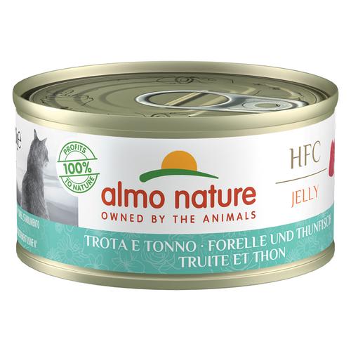 Sparpaket: 24x70g Almo Nature HFC Forelle & Thunfisch in Gelee Katzenfutter nass