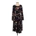 Reb & J. Casual Dress - Midi: Black Floral Dresses - Women's Size 2