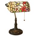 Uziqueif Banker Table Lamp, Tiffany Style Stained Glass Hummingbird Design Lampshade - Night Bedside Lamp, Reading Desk Lamp for Office, Living Room, Bar, Table Decoration Light,Hummingbird Bank Lamp