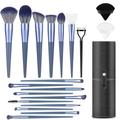 LUXBRU Makeup Brush Set, 20PCs Makeup Brushes with Foundation Eyebrow Blending Concealer Blush Eyeshadow Contour Lash Powder Brush, Make Up Brushes Kit with Organizer Travel Case & 2 Powder Puff-Blue