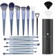 LUXBRU Makeup Brush Set, 20PCs Makeup Brushes with Foundation Eyebrow Blending Concealer Blush Eyeshadow Contour Lash Powder Brush, Make Up Brushes Kit with Organizer Travel Case & 2 Powder Puff-Blue