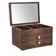 IRIVER BLANK Black Walnut Jewelry Box with Velvet Lining, Mirror,For Necklaces, Bracelets, Earrings, Rings, and Other Precious Items