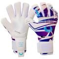 Renegade GK Limited Edition Rogue Techno Goalie Gloves with Finger Spines | 4mm Giga Grip | White, Purple & Blue Soccer Goalkeeper Gloves (Size 7, Youth, Neg. Cut, Level 4+)