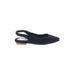 Vince Camuto Flats: Slingback Chunky Heel Casual Black Solid Shoes - Women's Size 6 1/2 - Pointed Toe