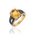 SILCASA Natural Healing Birthstone Citrine Gemstone 925 Silver Black Rhodium Plated Gold Plated Ring for Women Wedding Ring 68 (21.6)