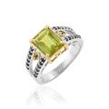 SILCASA Natural Healing Birthstone Peridot Gemstone 925 Silver Gold Plated Ring for Women Wedding Ring 63 (20.1)