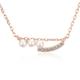 Gualiy Womens Rose Gold Necklace, 9K Gold Pendant Necklace with Pearl and White Topaz Necklaces
