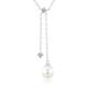 Gualiy Women's White Gold Necklace, 9K White Gold Necklace with Pearl and Moissanite Necklace 45CM