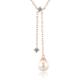 Gualiy Women's Rose Gold Necklaces, 9K Gold Necklace Women with Pearl and Moissanite Necklace 45CM