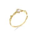 Lieson Eternity Ring for Women, Wedding Ring for Women 14ct Gold Ring Band Twisted Flower Solitaire Round White Topaz Engagement Ring Yellow Gold Ring Size L 1/2