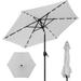 ColorLife 7.5Ft Outdoor Solar Market Table Patio Umbrella For Deck, Pool W/Tilt, Crank, LED Lights - Fog Grey, Steel in Gray | 88.75 H in | Wayfair