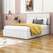 Latitude Run® Storage Platform Bed w/ Headboard Wood & /Upholstered/Linen in Brown/White | 48.6 H x 58.8 W x 77.9 D in | Wayfair