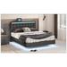Wrought Studio™ Floating Bed Frame w/ LED Lights & USB Charging, Modern Platform LED Bed Frame Upholstered/Faux in Black | Wayfair
