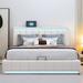 Ivy Bronx Platform Bed w/ Hydraulic Storage System, Led Light, Usb Ports & Sockets Upholstered/Linen in Brown | 41.7 H x 53.9 W x 80.3 D in | Wayfair